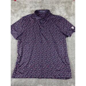 G/FORE Mens XXL Navy Blue Micro Floral Print Performance Golf Polo Shirt